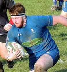 Zac France-Miller on a typical charge whilst playing for Haverfordwest